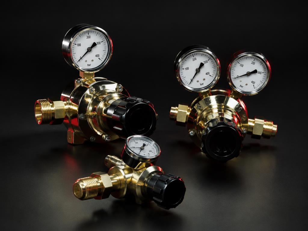 Gas pressure regulators with gauges
